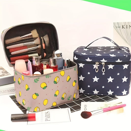 Large capacity, multifunctional, waterproof makeup bag for travel.