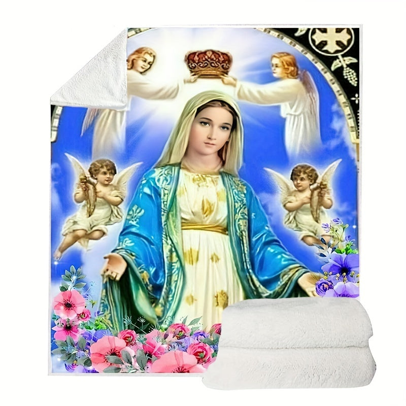 Soft Virgin Mary Flannel Blanket - Ideal for Travel, Sofa, Bed, and Home Decor - Perfect Birthday or Holiday Gift for Boys, Girls, and Adults - 1 Piece