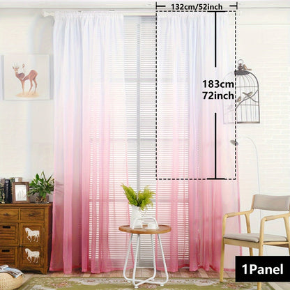 Elegant home decor - 1pc of gradient sheer curtains featuring top & bottom two-tone design in wear rod style.