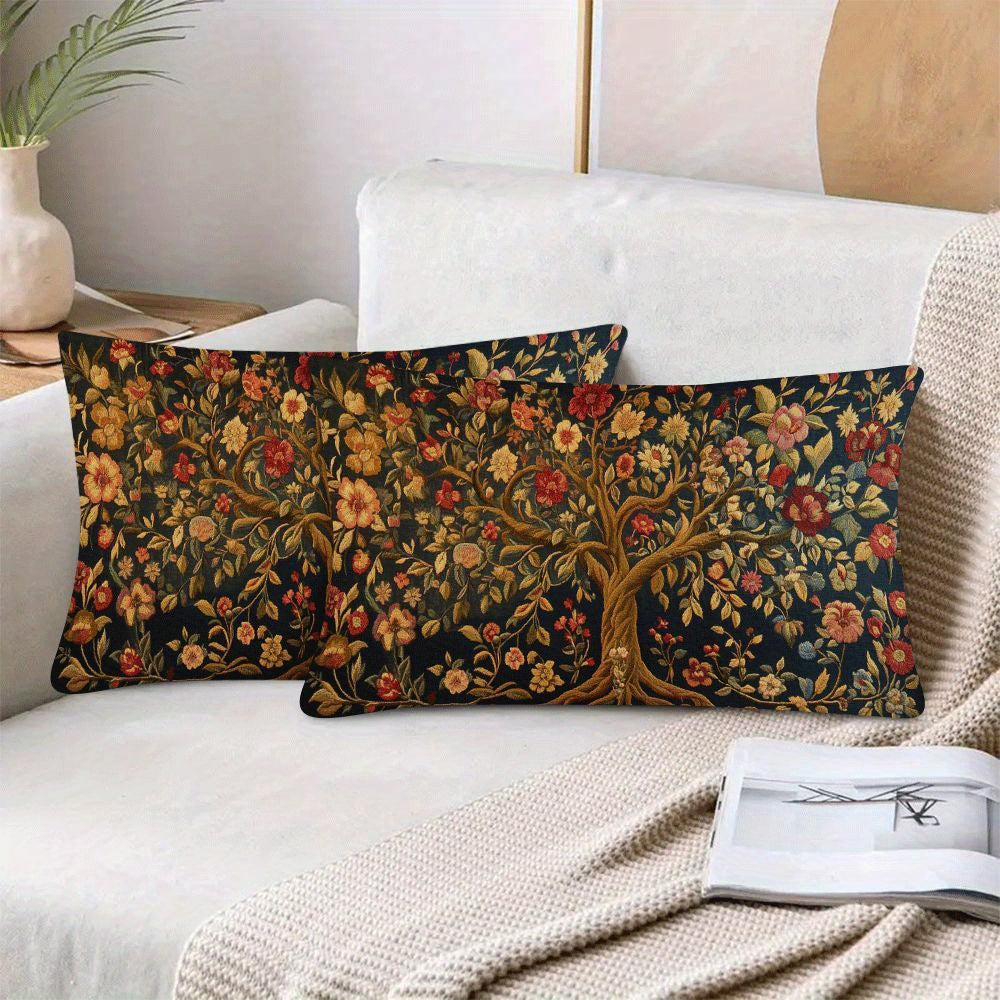 Set of 2 Tree of Life Pillow Covers, 50.8x30.48cm - Great for both Indoor and Outdoor Decoration, Features Zip Closure, Easy to Clean in Washing Machine