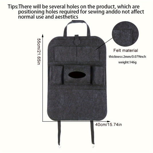 1pc Felt Car Seat Storage Bag - Ideal for Interior Supplies, Children's Goods, and More - Attaches to Backrest