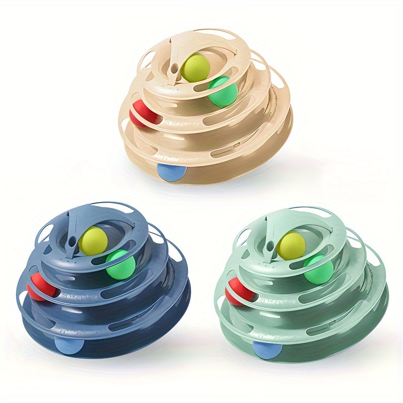 Three-layer cat turntable toy for interactive indoor play