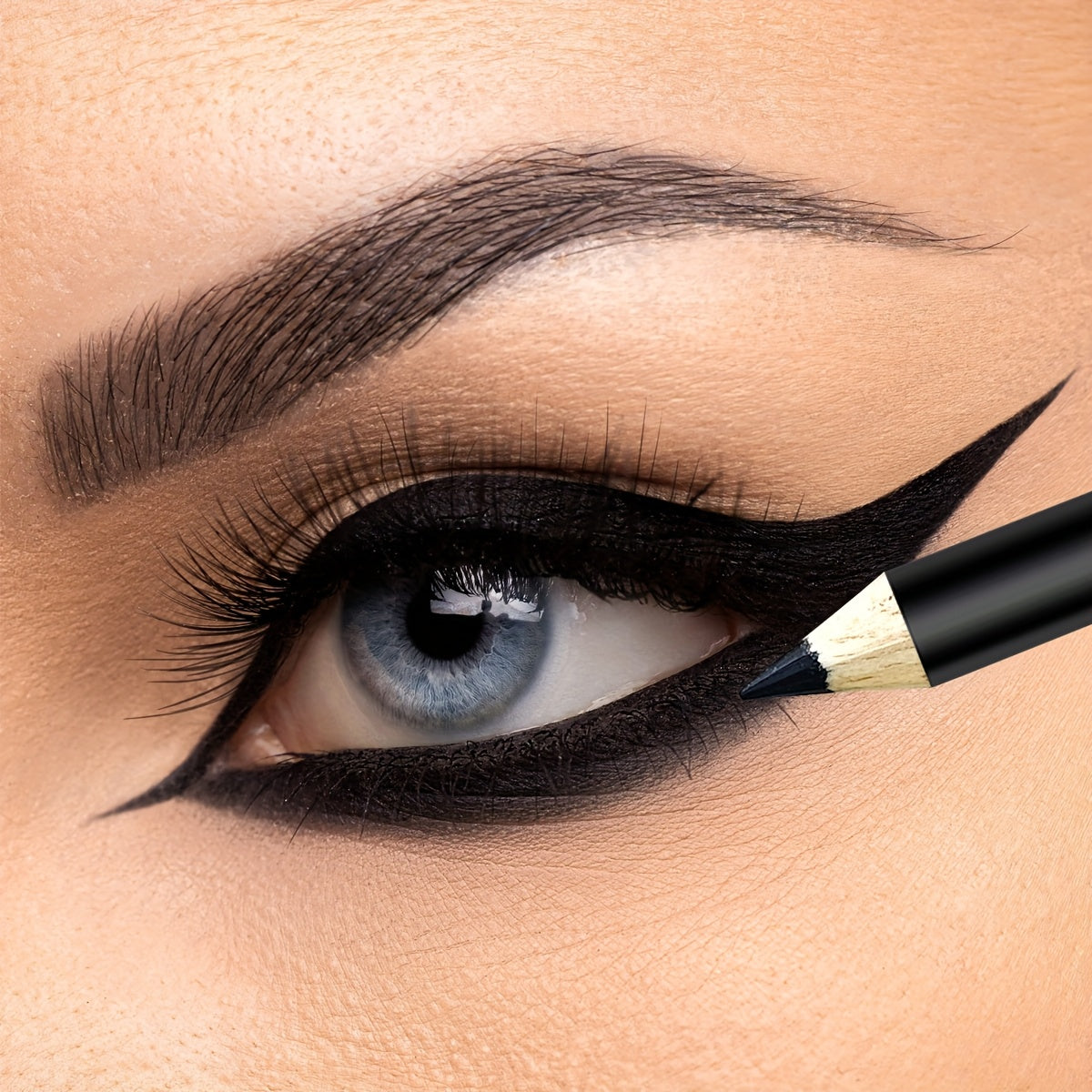 12pc black eyeliner pencil set with long-lasting, smudge-proof formula, intense pigment, and waterproof finish.