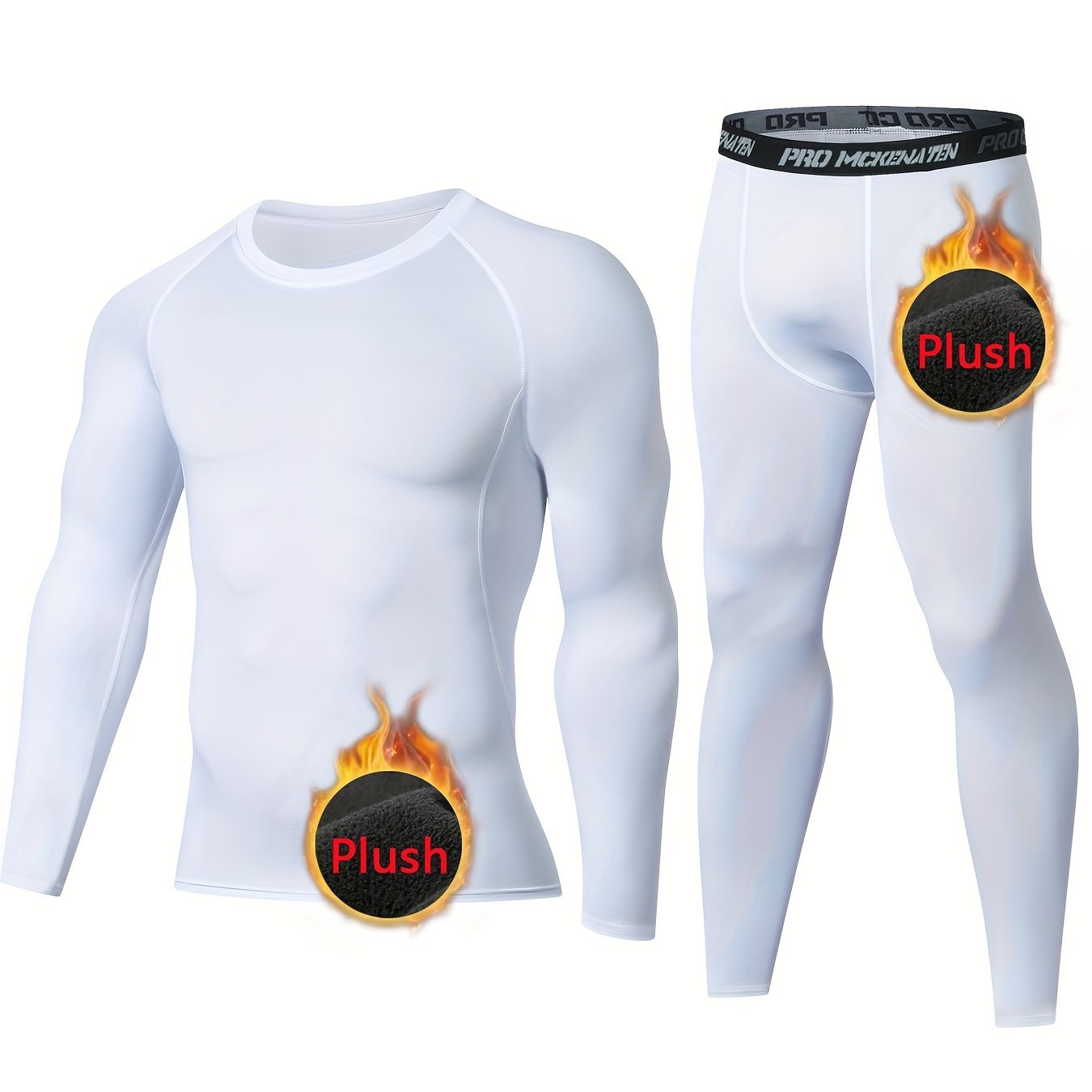 Men's Thermal Underwear Set for skiing in winter, with long sleeve top and bottom pants.