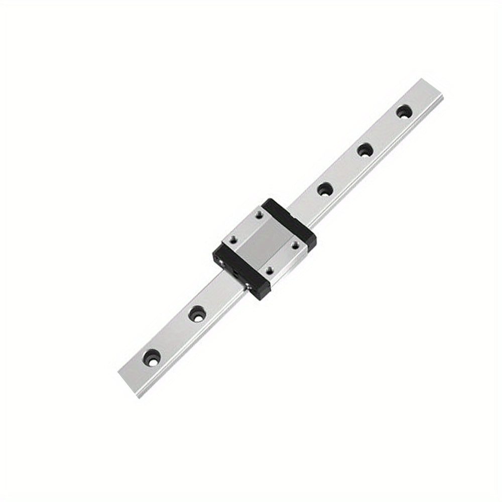 Durable steel linear rail with MGN9H sliding block for DIY projects. Features precision movement, easy installation with mounting holes, and compact steel construction.