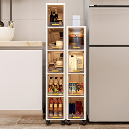 Multi-layer storage cabinet for the living room, ideal for items, snacks, and clothing, dust-proof design.