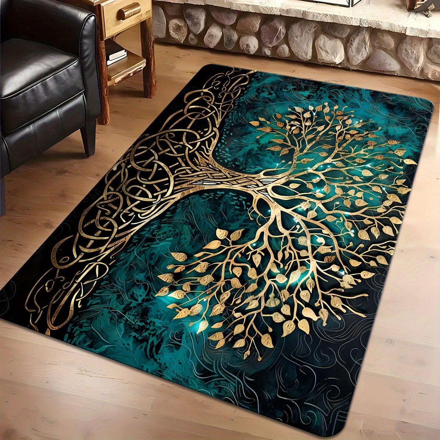 Premium Golden Leaf Tree Rug with Anti-Slip Feature, Easy to Clean, Stain and Dust Resistant, Provides Anti-Fatigue Support. Perfect for any room in the house including living room, bedroom, entryway, kitchen, bathroom. Can be used indoors or outdoors