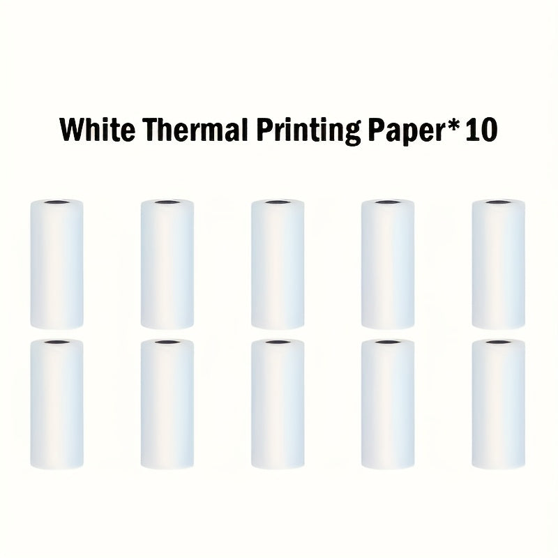 10 Rolls mini self-adhesive thermal paper printer labels for 57mm inkless printers.