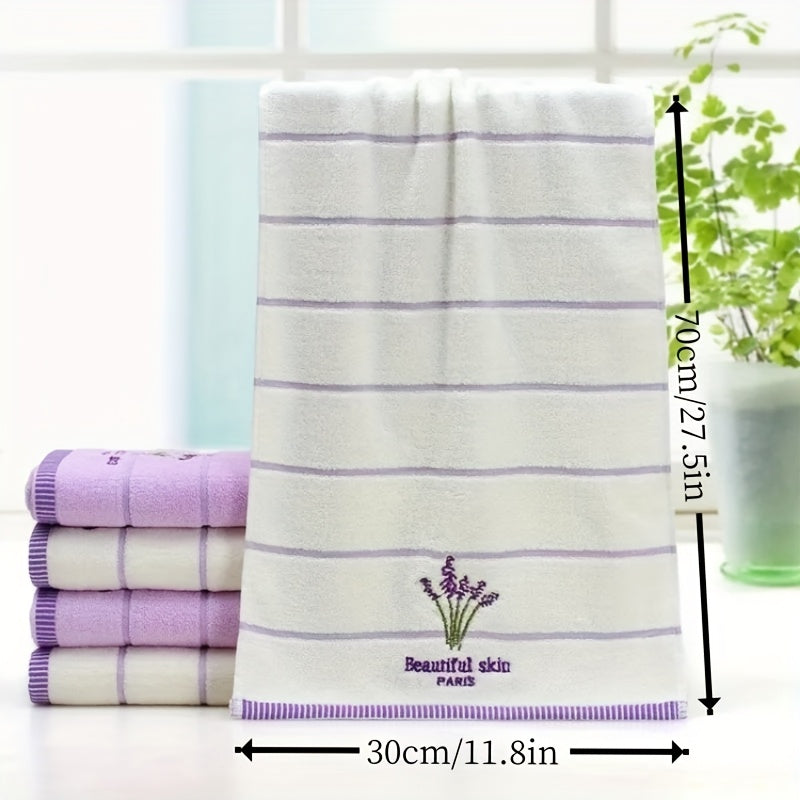 1pc Lavender embroidered cotton aromatherapy hand/face towel, size 30cm*70cm/11.8in*27.5in.