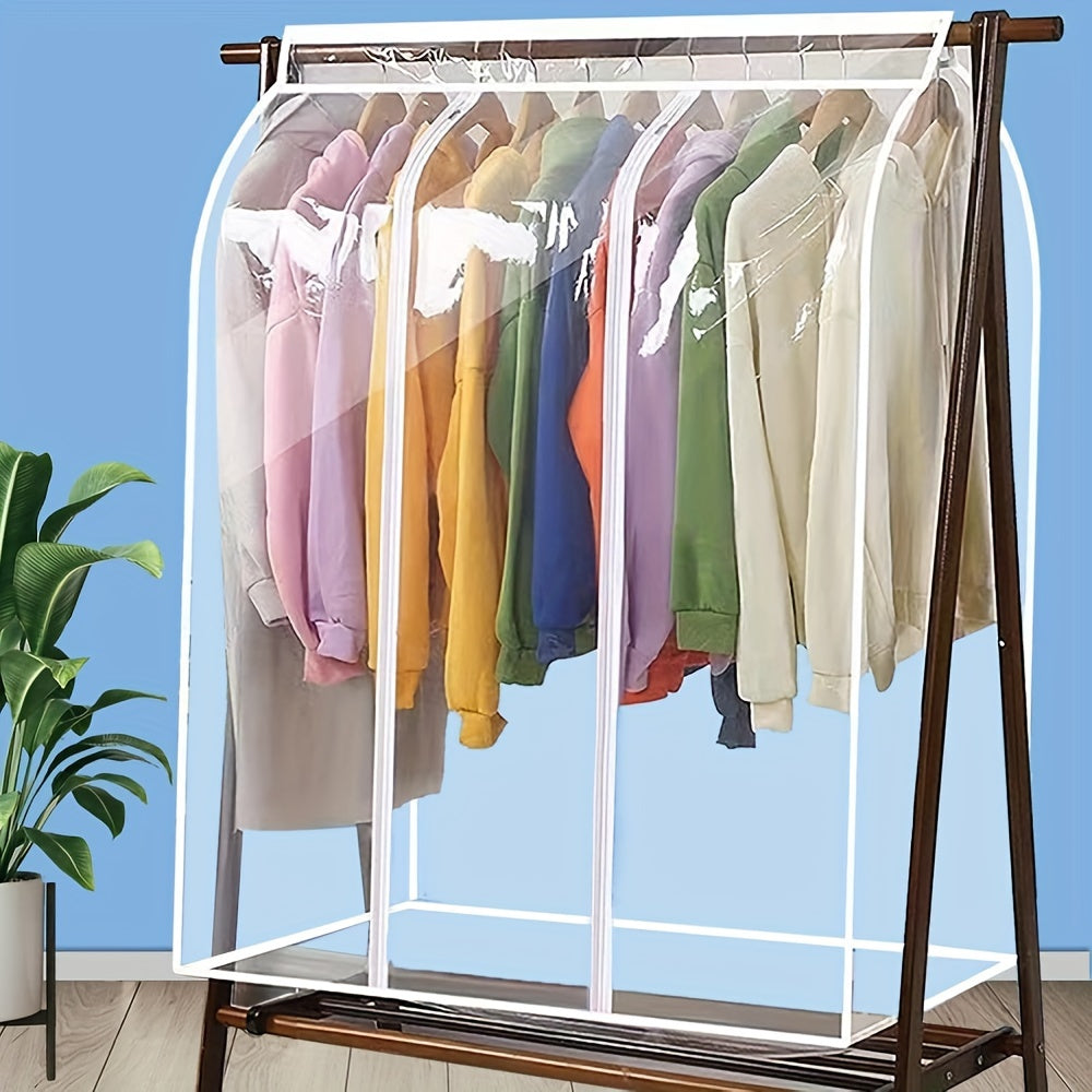 Clear garment bag with zipper, extra large size - Ideal for storing coats, suits, dresses safely. Keep your closet organized and dust-free. Perfect storage solution for home and dorm wardrobe. (Frame not included)