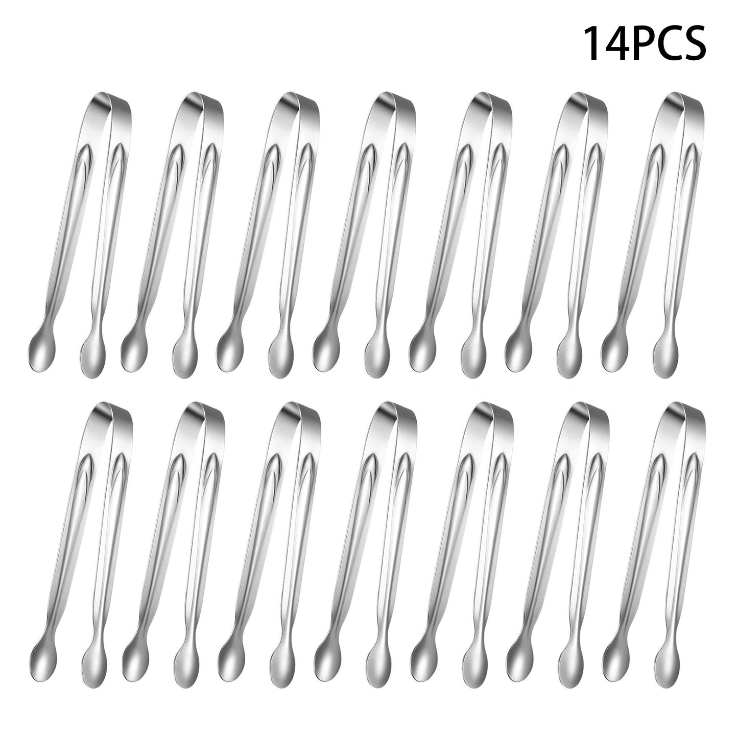 10/12 Stainless Steel Mini Tongs for Serving, Appetizers, Sugar, Ice. Perfect for Buffets, Bars, Cafes, BBQ Tables, or Kitchen. Versatile Catering Tool.