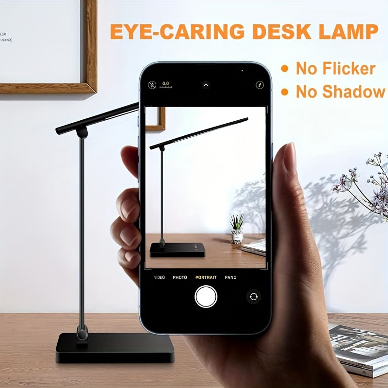 Adjustable LED Desk Lamp with Touch Control, 5 Lighting Modes & Brightness Levels, 45-Minute Auto Timer, USB Powered, Dimmable Table Lamp - White/Black