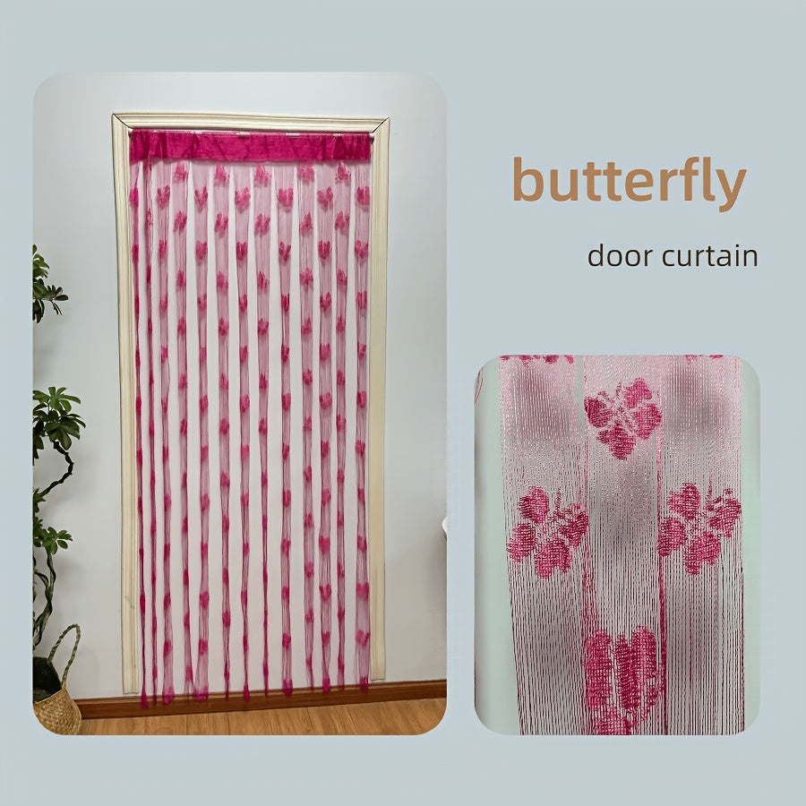 Stunning Sheer Curtain featuring a Vibrant Orange-Yellow Butterfly & Floral Pattern - Made from Durable Lightweight Polyester, with a Convenient Rod Pocket Design perfect for Living Rooms, Weddings, and Hotels - Simple to Clean, Ideal for All Seasons, a