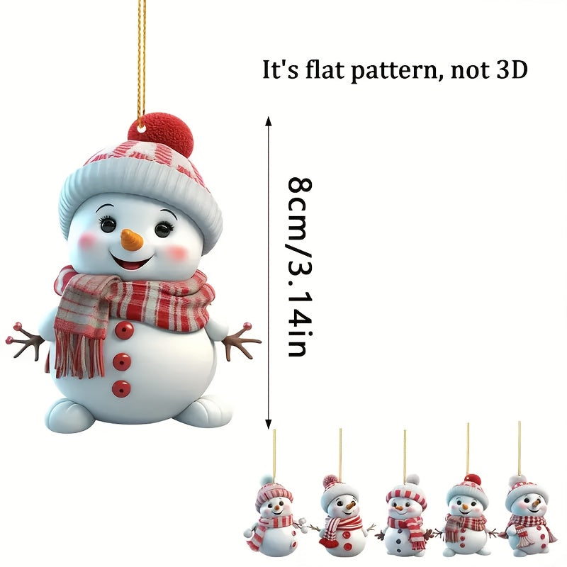 5 acrylic snowman decorations for Christmas trees, no electricity needed