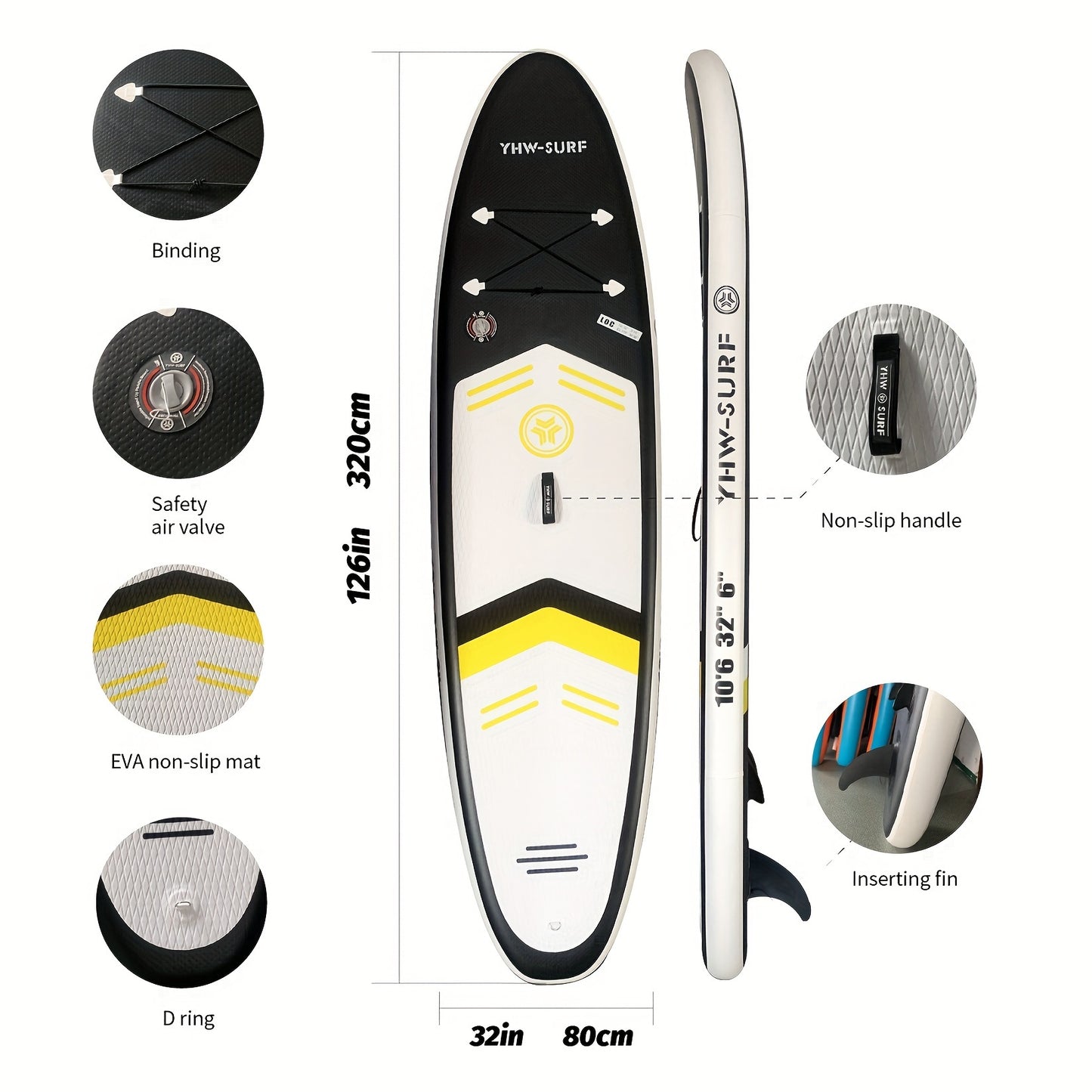 Durable PVC paddle board ideal for water sports like surfing and SUP, perfect for outdoor activities.