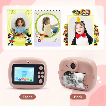 Youth HD Dual-Camera Digital Toy - DIY Photo & Video, Games, Print Mode - Pink/Blue, USB Rechargeable