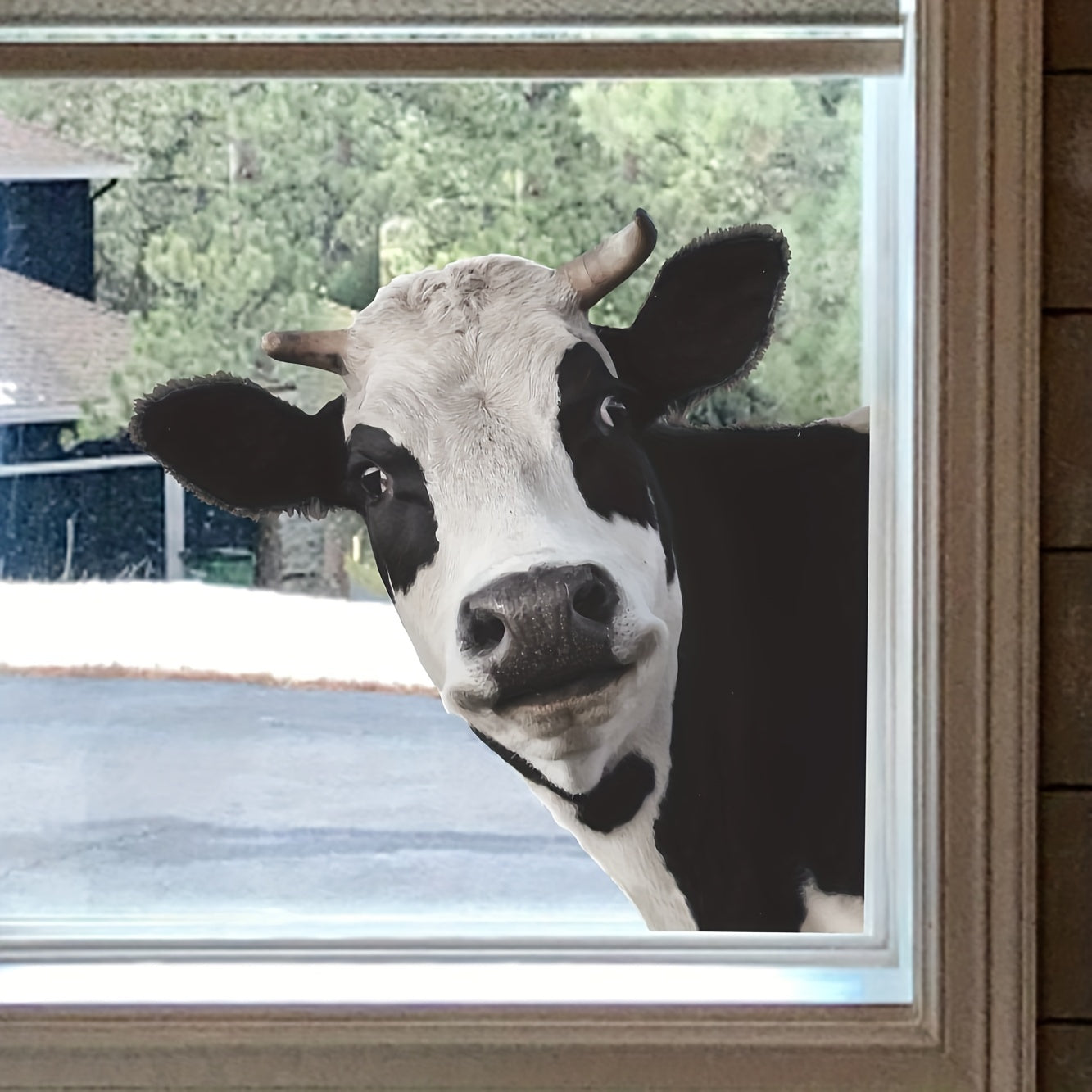 One piece of Animal Theme Cow Pattern Window Sticker, made from removable waterproof vinyl. Perfect for decorating walls, doors, and windows in living rooms, kitchens, and stores. Dimensions: 38.0 x 38.99cm. Ideal for home decoration.