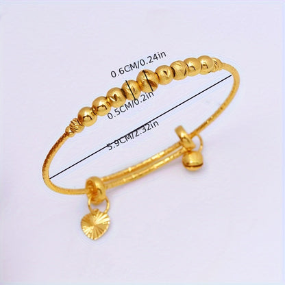 Set of 2 Timeless Adjustable Bangles in 24k Gold Plating with Beaded Details, Inspired by Middle Eastern Style, Perfect for Women's Bridal Wedding Attire, Affordable Alternative to Luxury Jewelry