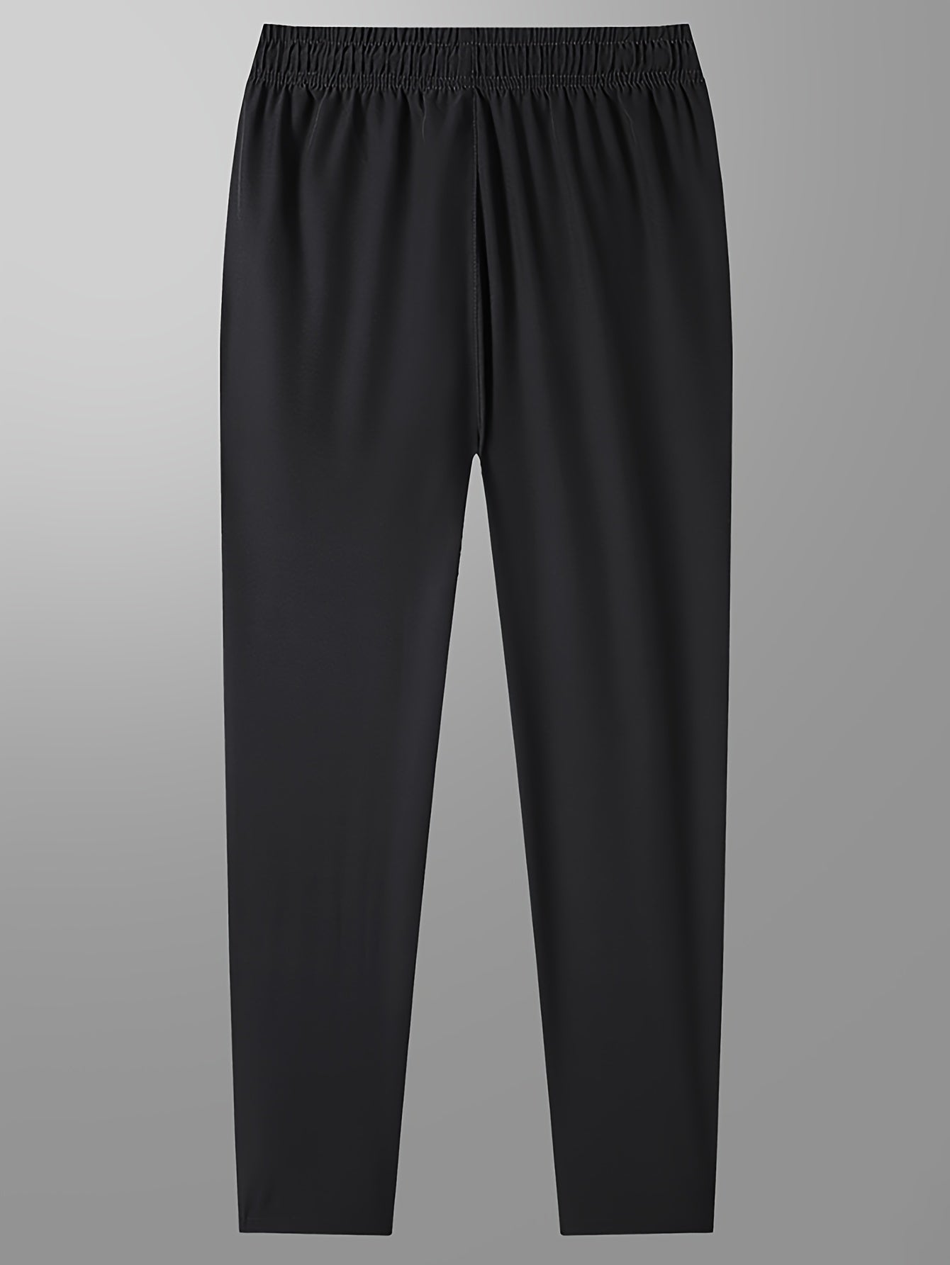 Three men's polyester sports track pants with zipper for running, training, hiking, and casual wear in spring/summer.