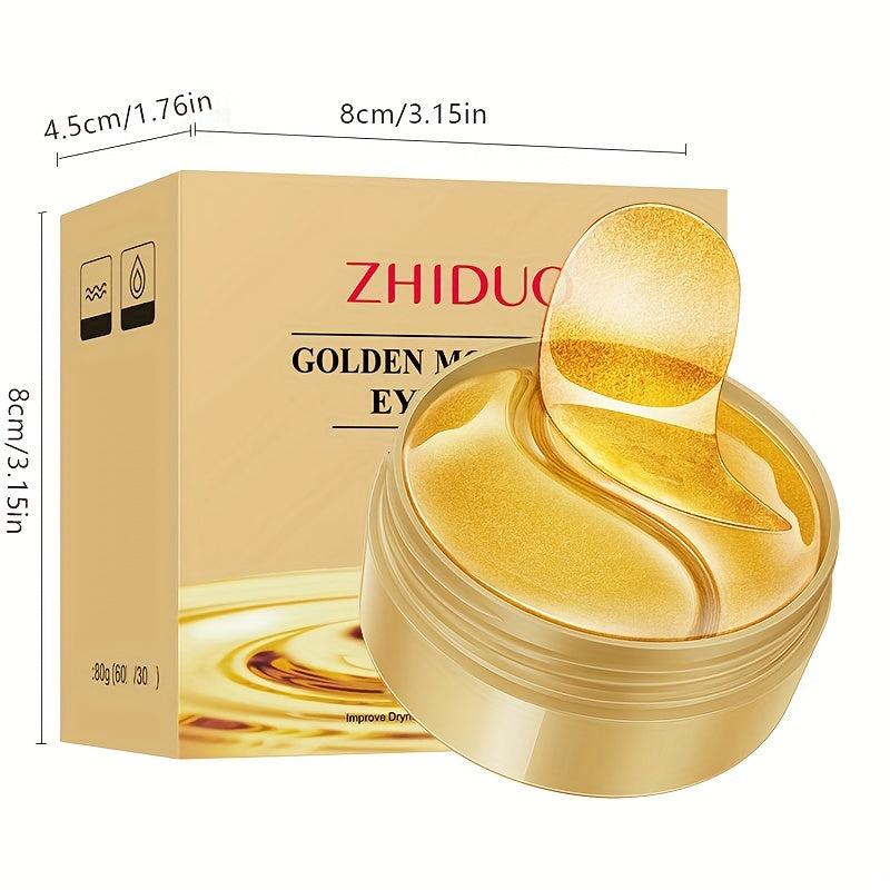 60 Golden Firming Eye Patches hydrate, nourish, smooth wrinkles, tighten skin, suitable for all skin types.