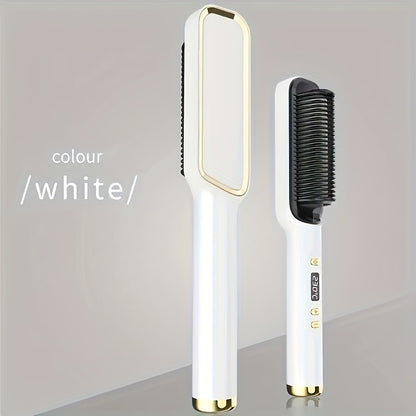 2-in-1 Ceramic Hair Straightener Brush with LCD Display, European Standard Plug, Perfect Mother's Day Gift for Unique Hairstyles