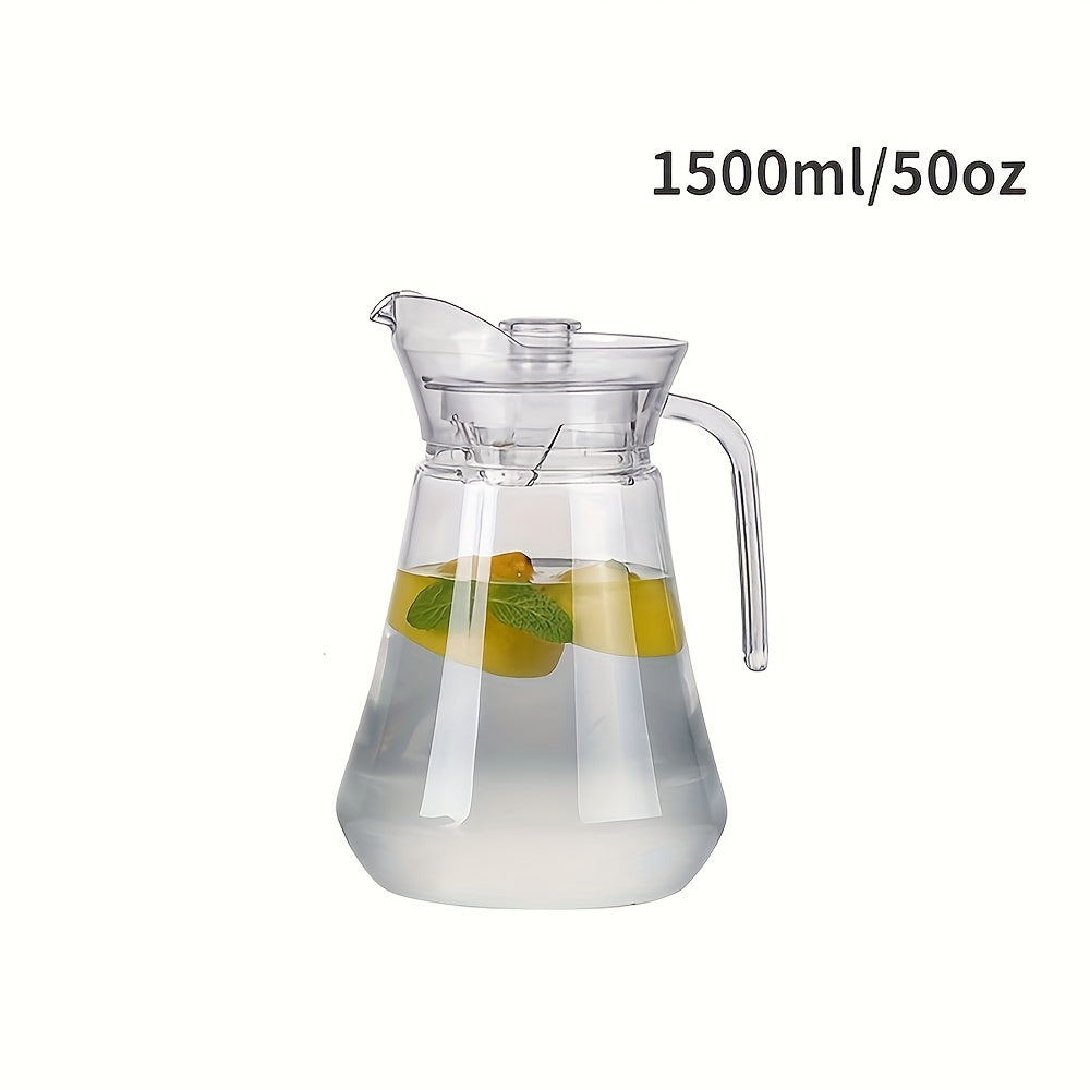 Heavy duty acrylic water pitcher with lid, available in 32oz, 50oz, and 67oz sizes. Ideal for cold beverages in summer, perfect for serving juice, milk, and hot or cold drinks at home, restaurants, or hotels.