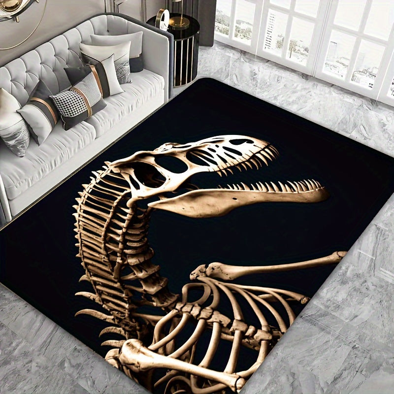 Soft and thick area rug designed with dinosaur fossils, measuring 8mm in thickness. This rug is machine washable and suitable for use in the bathroom, kitchen, living room, or bedroom. It serves as a versatile indoor decor mat, perfect for adding a touch