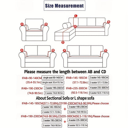 All-season sofa cover with stretchable fabric and anti-slip stick. Features modern print design, machine washable and fits single to four-seater sofas. Anti-dirt and dust-proof.