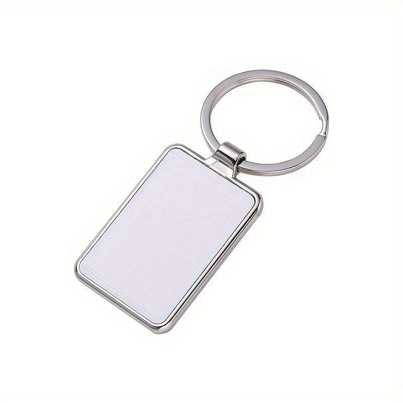 Set of 10 DIY Sublimation Blank Metal Keychains, Rectangle Photo Frame Key Rings with Ring Buckle, Crafting Materials for Customized Gifts, Valentine's Day Decor