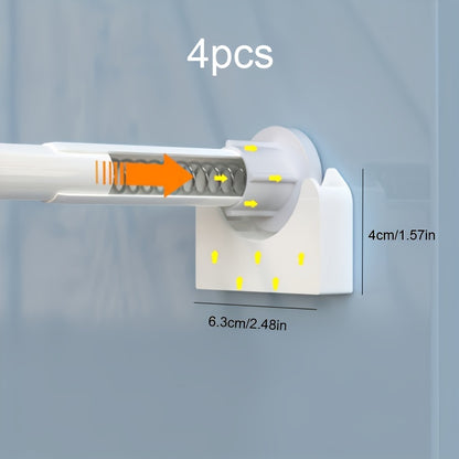 Upgraded adhesive pole holder for easy installation, anti-slip and suitable for various poles, such as clothes drying and shower curtain.