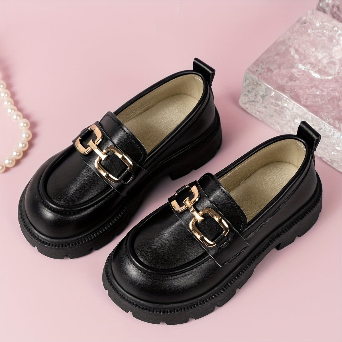 Non-slip horsebit loafers for girls, perfect for spring and summer.