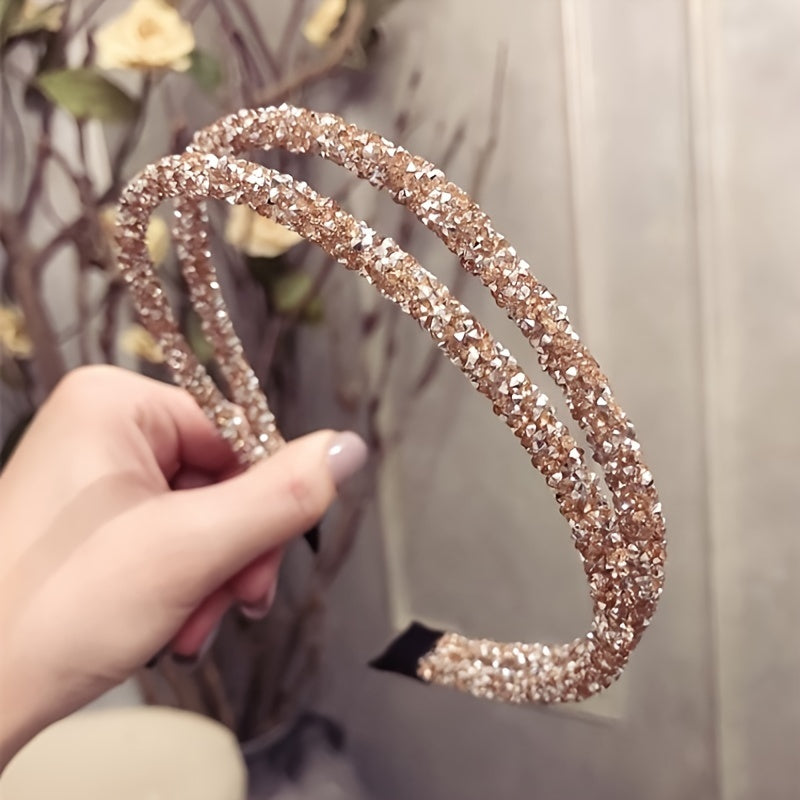 Rhinestone headband for women with polyester material. Suitable for daily wear and special occasions.