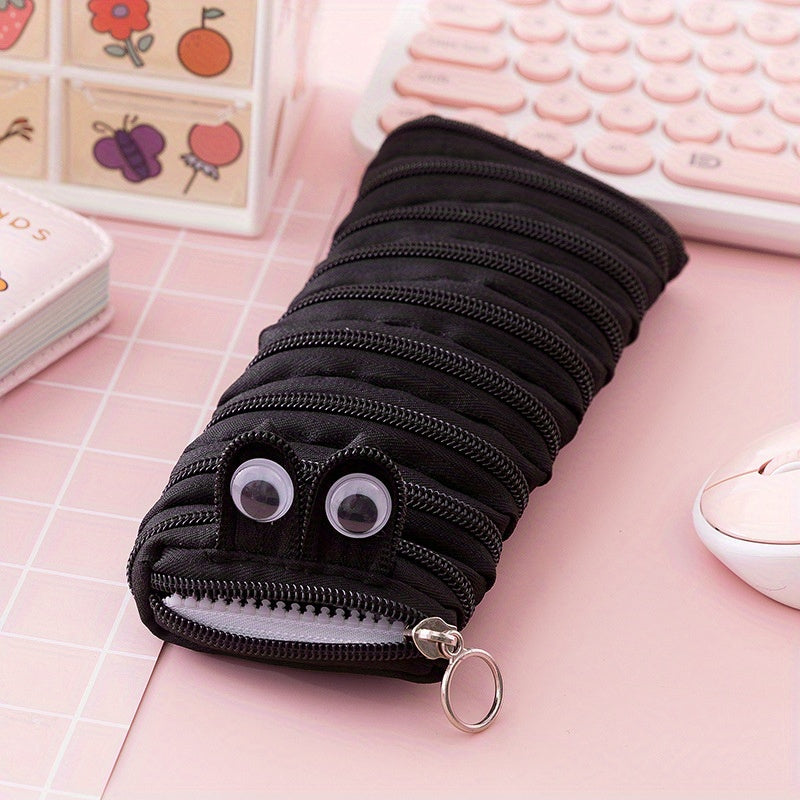 1pc Cute Caterpillar Pencil Case with Large Capacity - Ideal for Students, Back to School, Makeup Brush, and Pen Storage.