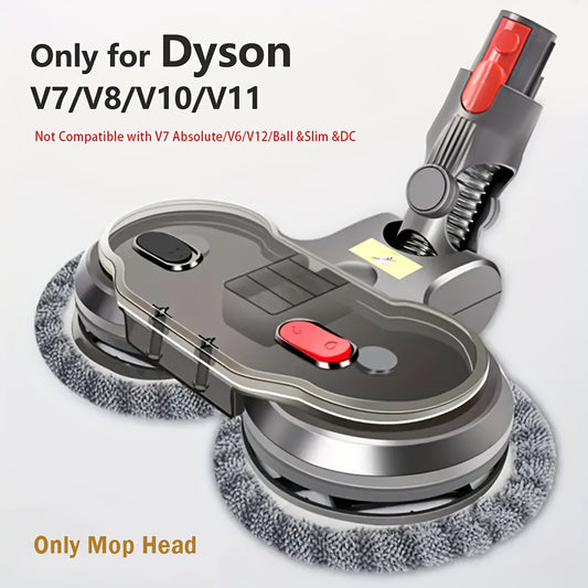 Dyson compatible electric mop head with removable water tank, 6 cloths included, for hardwood, tile, and glass cleaning. No handle or rod.