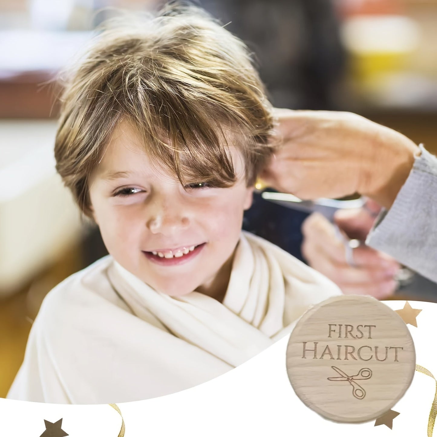 Engraved Wooden First Haircut Keepsake Box, Perfect for any Gender, Great Gift for Special Occasions - Birthdays, Christmas, Valentine's, Easter, Baptism, or Showers. Made from Non-Waterproof Wood Material.