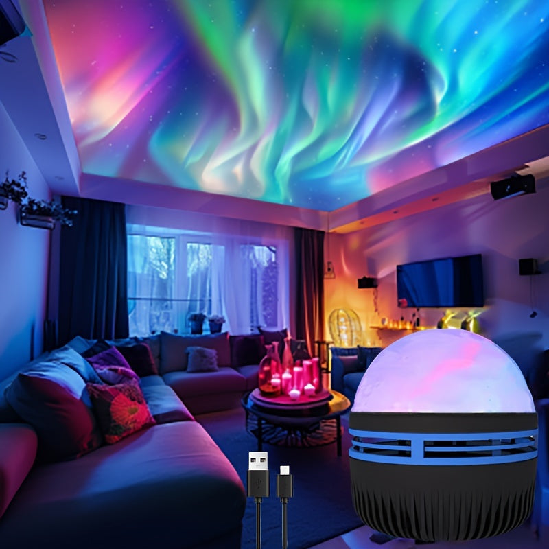 1pc Aurora Lights Projector with remote control, ideal for adults in office or gaming room/bedroom/party.