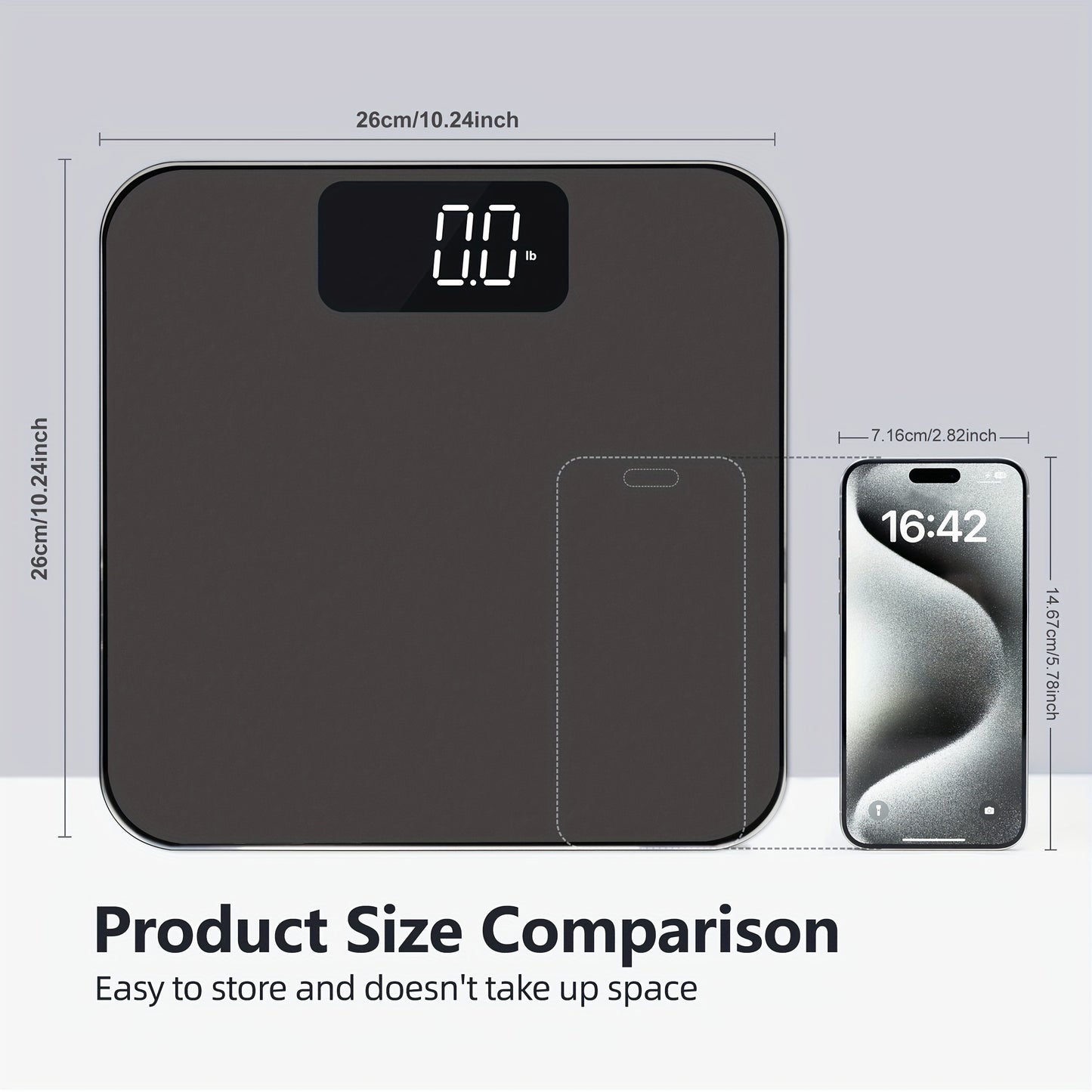 Digital bathroom scale measures body weight accurately up to 181.44 KG. KG/lb unit. Battery not included.