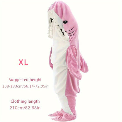 The Shark Wearable Blanket Hoodie is perfect for adults who love cute animal themes. Made with soft and cozy polyester knit, this portable blanket comes with a convenient hood for extra warmth. It is machine washable for easy care and can be worn as a