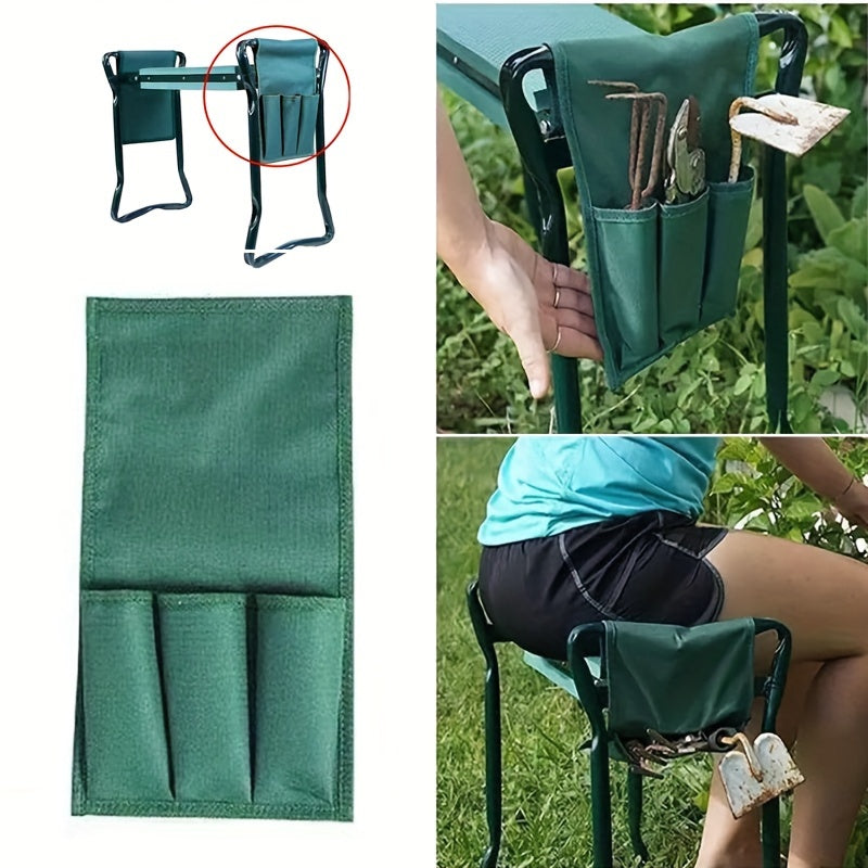 Durable Oxford Fabric Folding Kneeling Stool with Side Pocket, Ideal Gardening Tool Organizer for Outdoor Activities, Backyard, Lawn Care & Planting. Convenient Portable Chair Storage Pouch for Camping Chair Armrest.