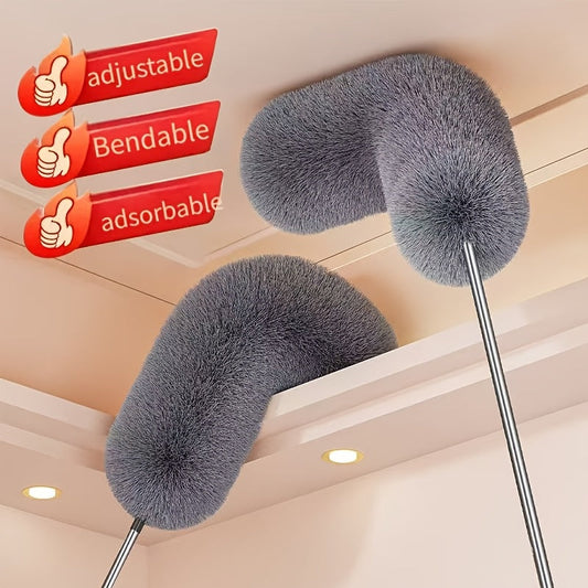 One Piece Reusable Washable Retractable Duster with a Bendable Head for Dust Removal on High Ceilings, Furniture, Cars, and More - A Must-Have Cleaning Tool for Your Home or Office