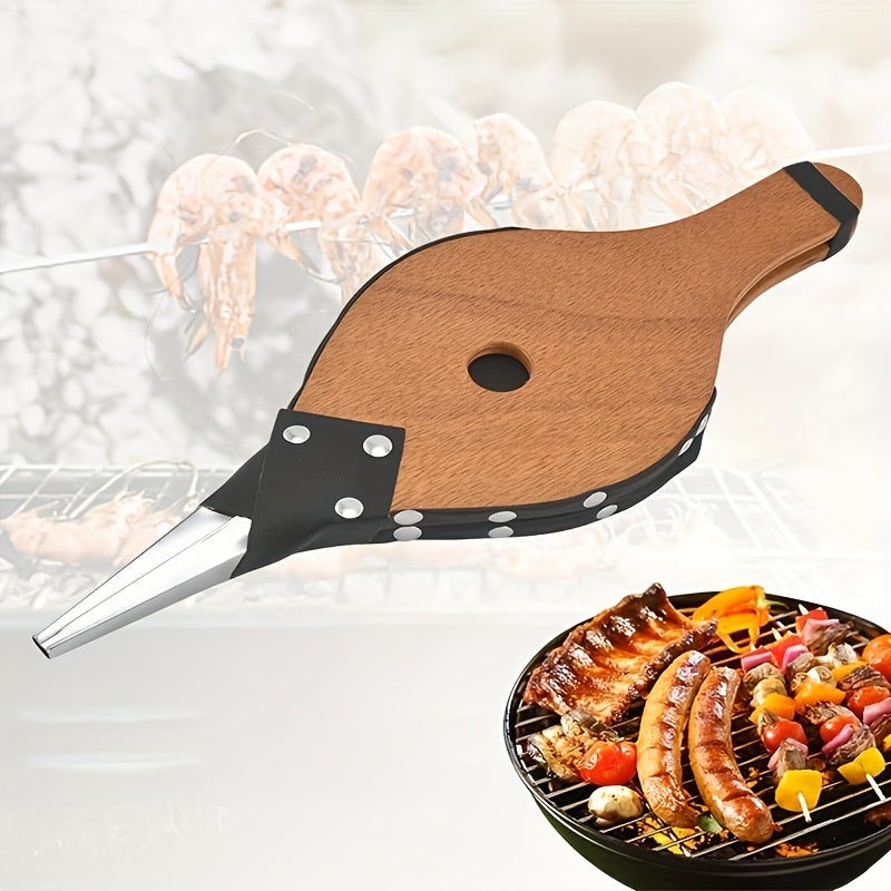 Handcrafted Wooden Handheld Blower with Extended Handle and Durable Metal Nozzle, Fireplace Pump for BBQ Grill, Camping, Wood Stove, and Outdoor Cooking Essentials.