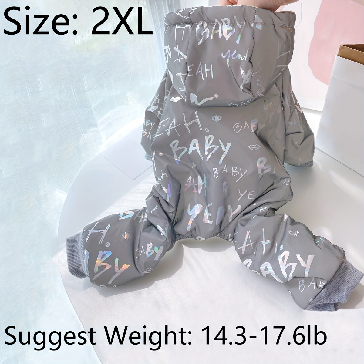 Night Reflective Grey Pet Clothes for Cats and Dogs, Suitable for Autumn and Winter.