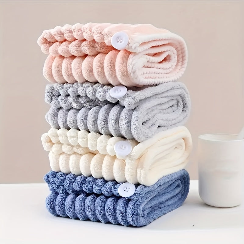 Stay dry and stylish with our Ultra-Soft Coral Fleece Hair Towel Wrap. Made with quick-drying ultra-fine fibers, this pink striped design is perfect for long and short hair. Elevate your bathroom routine with this versatile accessory that can be used as