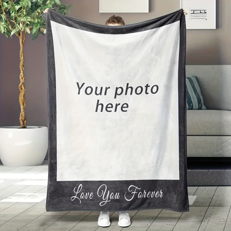 Personalized Photo Blanket - Create Your Own Custom Image Print on a Soft Flannel Blanket for Loved Ones' Special Occasions. Perfect for Family, Friends, Birthdays, Halloween, Christmas, Memorials. All-Season Comfort with Skin-Friendly Fabric.