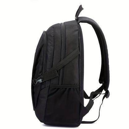 Compact men's nylon backpack for work and university with large capacity, durable and spacious design in fashionable casual style, no USB cable included.