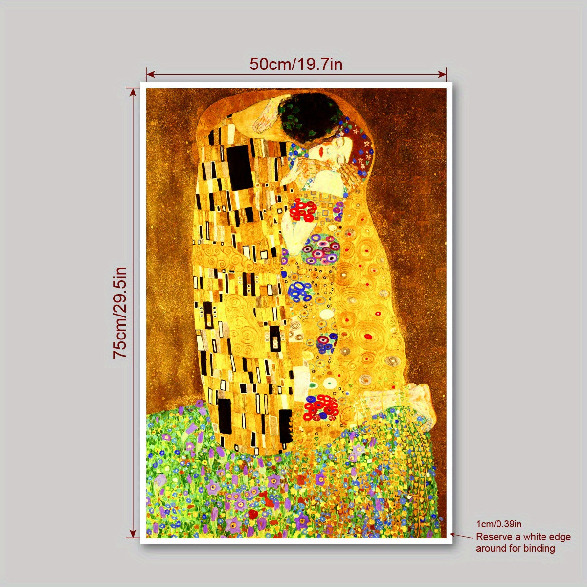 Gustav Klimt's "The Kiss" canvas print for vibrant living room decor, shipped safely rolled in a tube without frame.