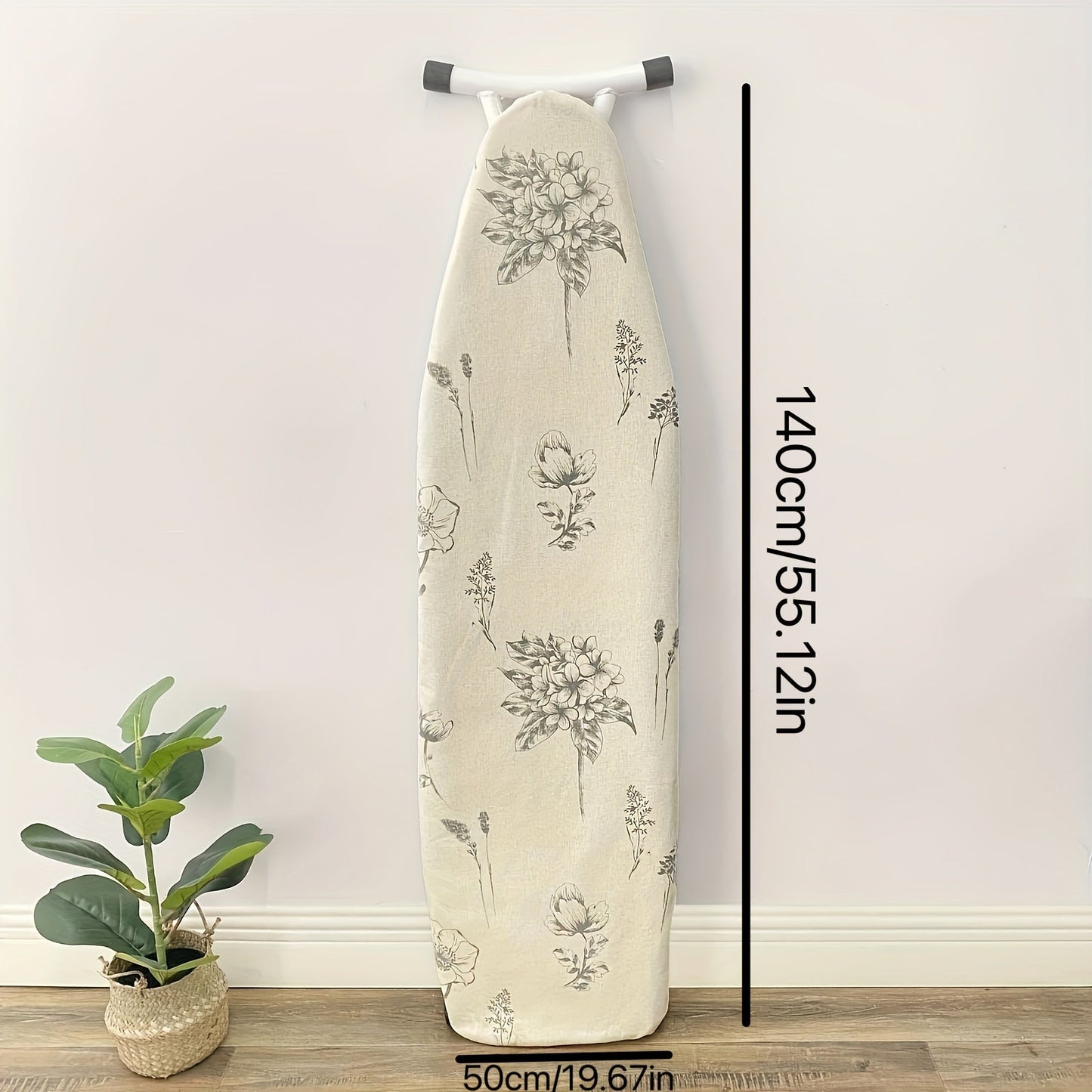 Floral Ironing Board Cover made of Long-Lasting Polyester Blend, Protects Against Heat and Stains, Features Secure Nose Pocket and Non-Slip Grip, Size: 139.7cmx20