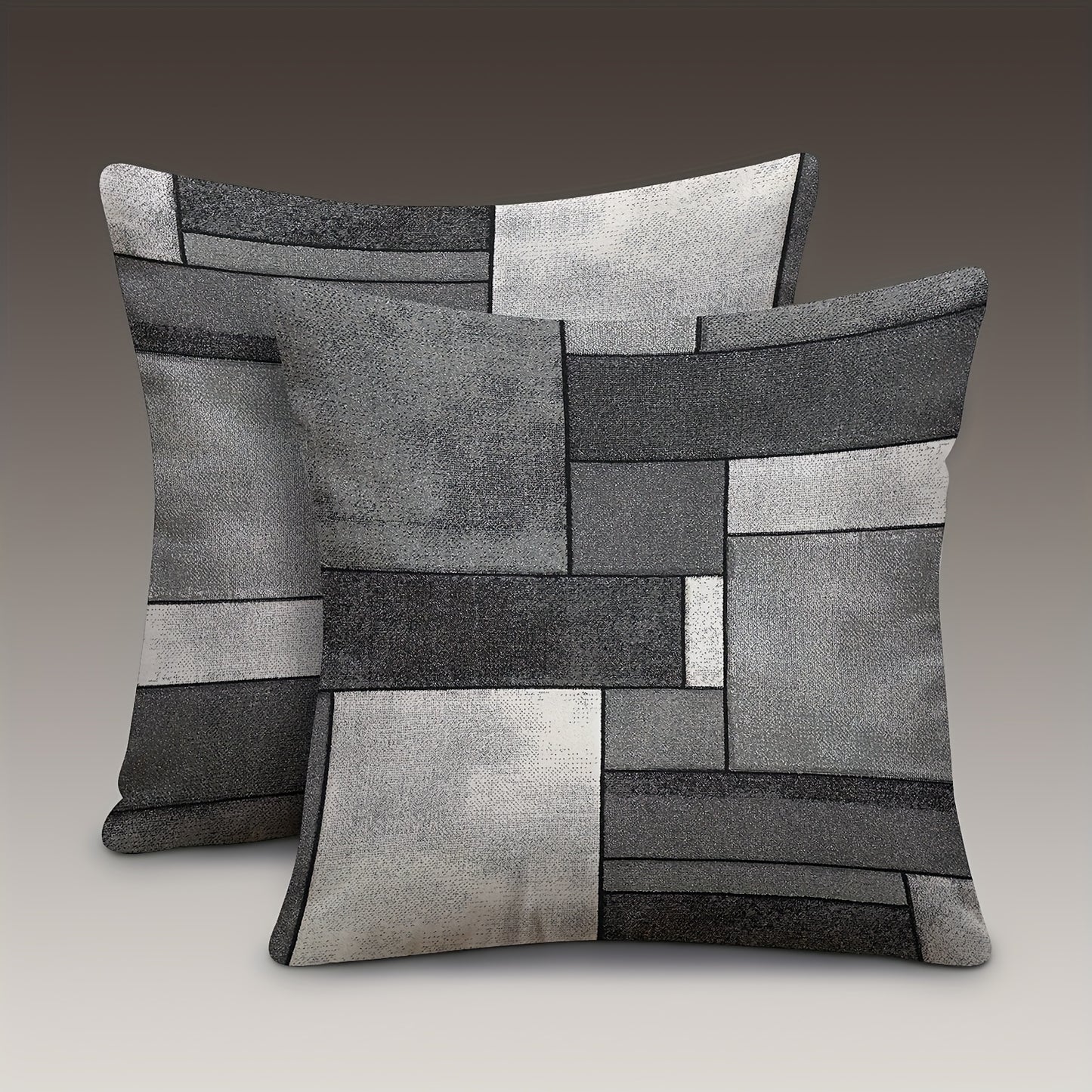 Set of 2 Modern Geometric Throw Pillow Covers, 45.72x45.72 cm, Dual-Sided Design, Soft Polyester, Zip Closure - Ideal for Living Room & Bedroom (Inserts Not Included)