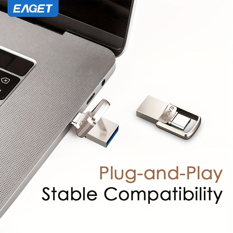 EAGET High-Speed Mini USB-C Flash Drive - 32GB/64GB/128GB, Dual OTG & USB Type-C Memory Stick for various devices.