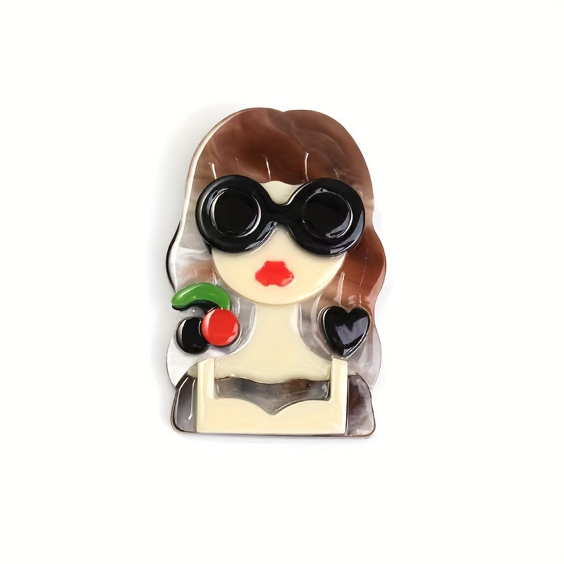 Stylish Acrylic Lady Pins with Glasses - Adorable and Distinctive Women's Accessories